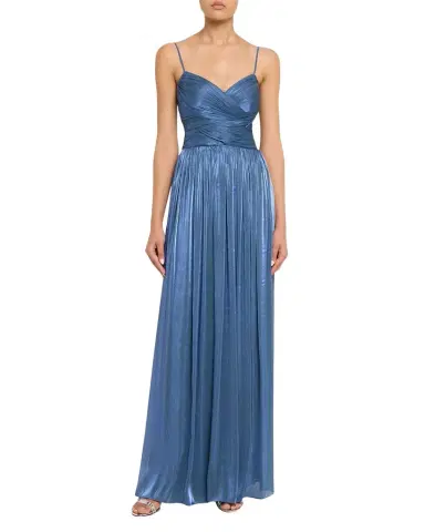 Costarellos Sireen Metallic Georgette Sleeveless Crisscross Gown | Thumbnail 1 Costarellos Sireen Metallic Georgette Sleeveless Crisscross Gown | Thumbnail 1