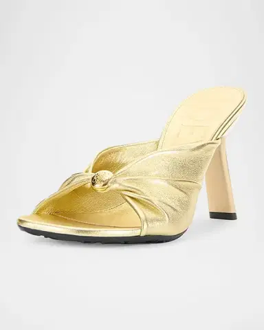 Loewe x Paula's Ibiza 90mm Pebble Metallic Leather Slide Sandals | Thumbnail 2