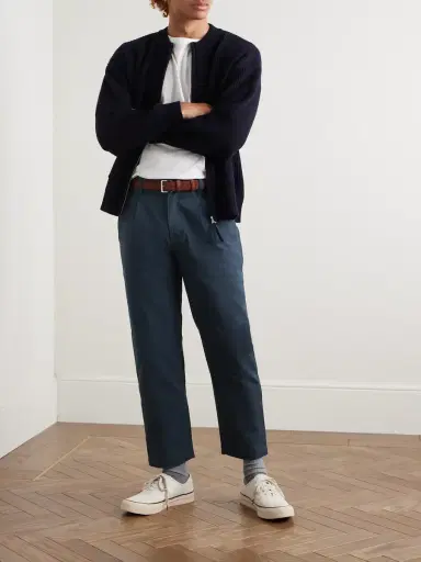 FrizmWORKS Haworth Tapered Cropped Pleated Cotton-Twill Trousers | Thumbnail 2