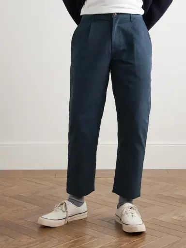 FrizmWORKS Haworth Tapered Cropped Pleated Cotton-Twill Trousers | Thumbnail 3