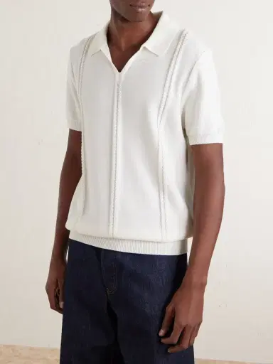 MR P. Cable-Knit Cotton Polo Shirt | Thumbnail 3