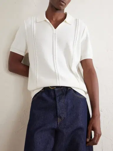MR P. Cable-Knit Cotton Polo Shirt | Thumbnail 5