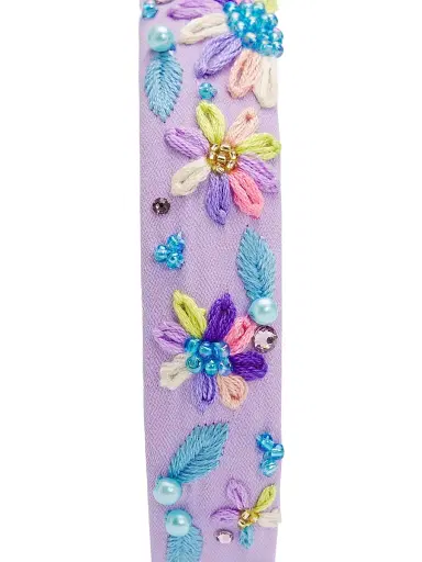 Bari Lynn Girl's Embroidered Floral Studded Headband | Thumbnail 2 Bari Lynn Girl's Embroidered Floral Studded Headband | Thumbnail 2