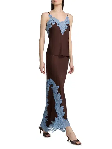 A.L.C. Women's Olivia Contrast Lace-Trim Maxi Skirt - Ganache French Blue - Size XL | Thumbnail 2 A.L.C. Women's Olivia Contrast Lace-Trim Maxi Skirt - Ganache French Blue - Size XL | Thumbnail 2