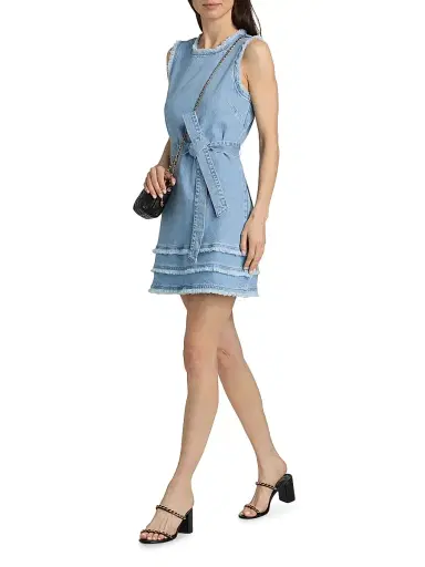 Cinq à Sept Women's Mindie Belted Denim Minidress - Mist - Size 14 | Thumbnail 2