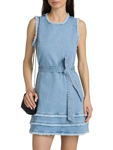 Cinq à Sept Women's Mindie Belted Denim Minidress - Mist - Size 14 | Thumbnail 3