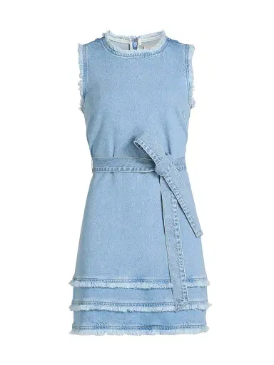 Cinq à Sept Women's Mindie Belted Denim Minidress - Mist - Size 14 | Thumbnail 1