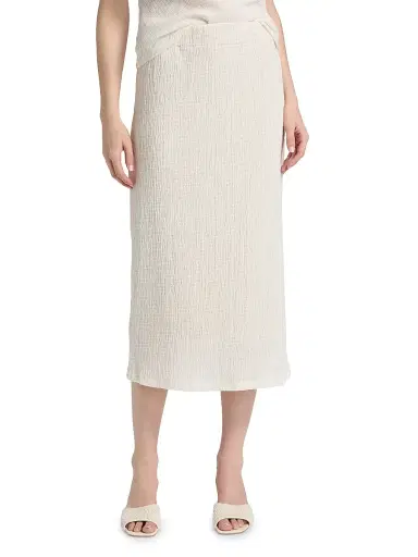 Vince Women's Shadow Grid Knit Midi-Skirt - Chalk | Thumbnail 3