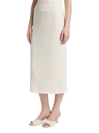 Vince Women's Shadow Grid Knit Midi-Skirt - Chalk | Thumbnail 4