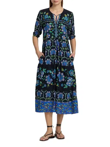 Johnny Was Women's Delmira Floral Cotton-Blend Midi-Dress - Delmira | Thumbnail 2