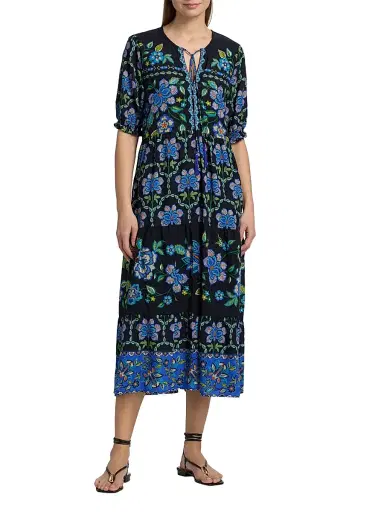 Johnny Was Women's Delmira Floral Cotton-Blend Midi-Dress - Delmira | Thumbnail 3