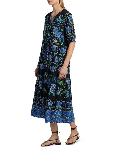 Johnny Was Women's Delmira Floral Cotton-Blend Midi-Dress - Delmira | Thumbnail 4
