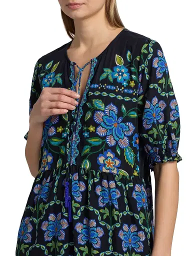 Johnny Was Women's Delmira Floral Cotton-Blend Midi-Dress - Delmira | Thumbnail 6