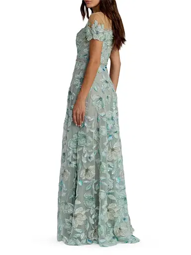 Mac Duggal Women's Floral Beaded Embroidered Gown - Sage - Size 16 | Thumbnail 2