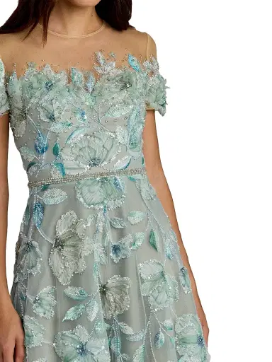 Mac Duggal Women's Floral Beaded Embroidered Gown - Sage - Size 16 | Thumbnail 3