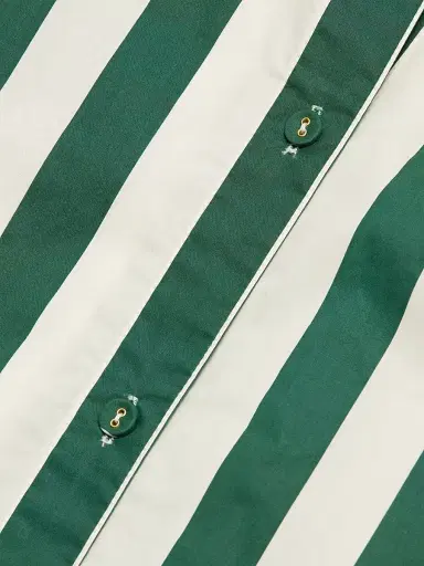 Cara Cara Women's Asbury Striped Cotton Poplin Midi-Shirtdress - Green White Stripe - Size XS | Thumbnail 7
