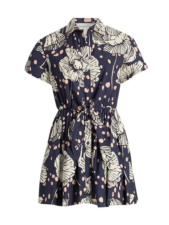 Cara Cara Women's Asbury Floral Mini-Shirtdress - Dotted Flora Navy