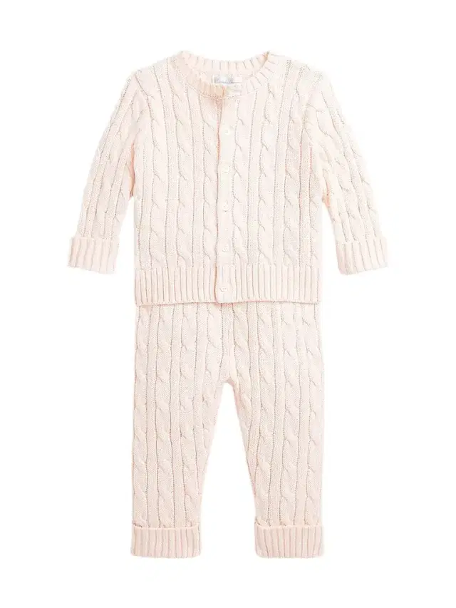 Polo Ralph Lauren Baby's Cable-Knit Cardigan & Pants Set - Morning Pink