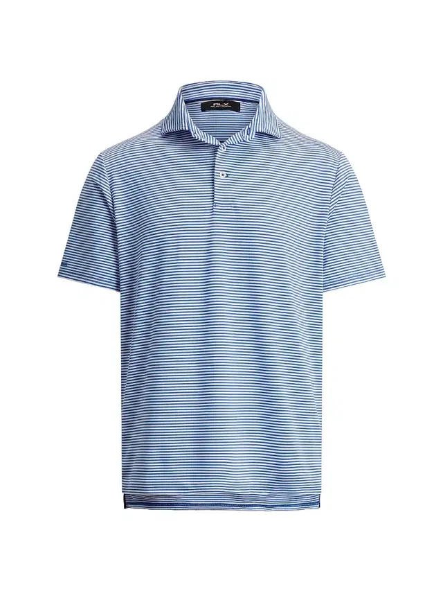 Men's Striped Lightweight Airflow Knit Polo Shirt - Maidstone Blue Ceramic White