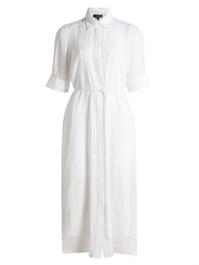 rag & bone Women's Lucy Textured Midi-Shirtdress - White