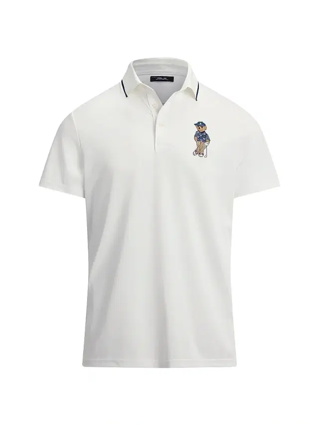 RLX Ralph Lauren Men's Polo Bear Airtech Pique Knit Polo Shirt - Ceramic White