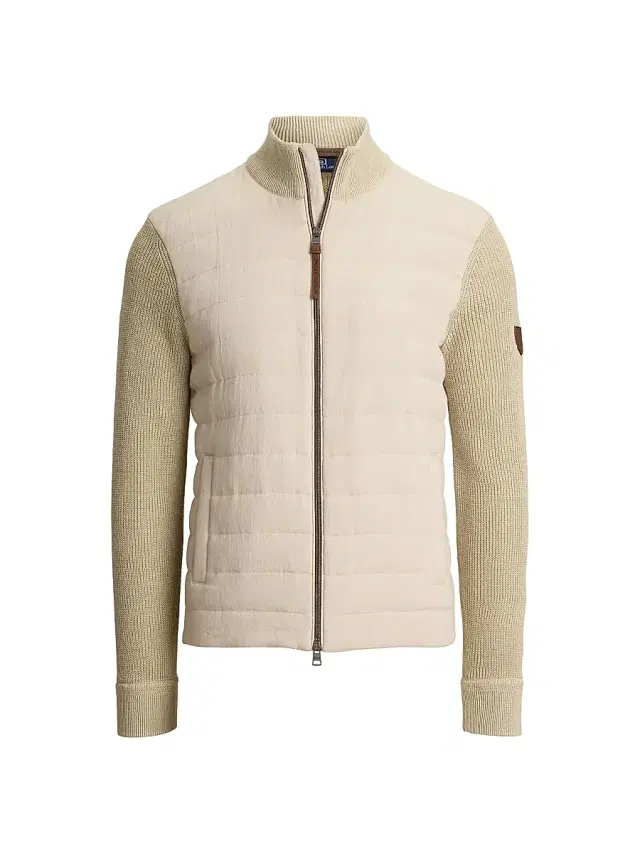 Polo Ralph Lauren Men's Padded Linen Zip Jacket - Coastal Beige Linen Combo