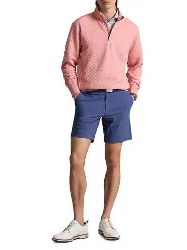 RLX Ralph Lauren Men's Quilted Double-Knit Quarter-Zip Sweatshirt - Desert Rose Heather - Size XXL | Thumbnail 2