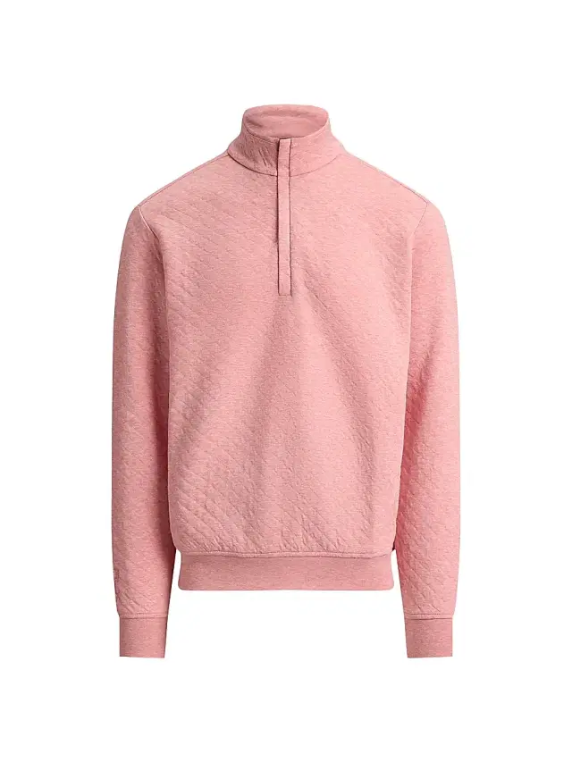 Men's Quilted Double-Knit Quarter-Zip Sweatshirt - Desert Rose Heather