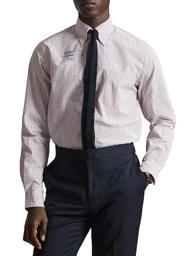 Polo Ralph Lauren Men's Poplin Button-Up Sport Shirt - Pink Blue Multi | Thumbnail 3