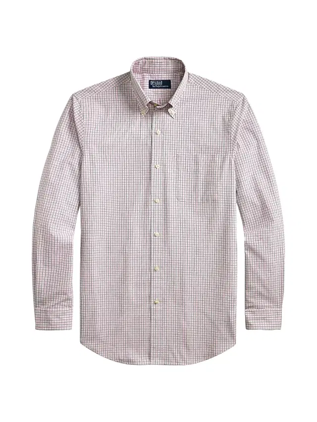 Polo Ralph Lauren Men's Poplin Button-Up Sport Shirt - Pink Blue Multi