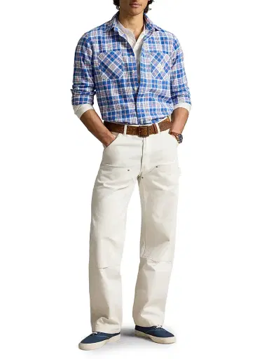 Polo Ralph Lauren Men's Yankees Cotton-Linen Sport Shirt - Blue Red Mutli | Thumbnail 2 Polo Ralph Lauren Men's Yankees Cotton-Linen Sport Shirt - Blue Red Mutli | Thumbnail 2