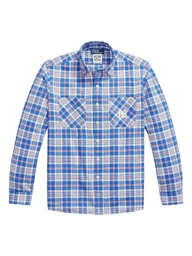 Polo Ralph Lauren Men's Yankees Cotton-Linen Sport Shirt - Blue Red Mutli