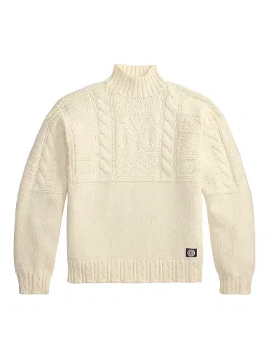 Polo Ralph Lauren Men's Yankees Mock Turtleneck Cotton Sweater - Antique Cream | Thumbnail 1 Polo Ralph Lauren Men's Yankees Mock Turtleneck Cotton Sweater - Antique Cream | Thumbnail 1