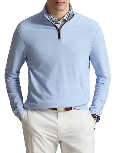 RLX Ralph Lauren Men's Movement Mesh Knit Quarter-Zip Sweatshirt - Office Blue Heather - Size XXL | Thumbnail 3 RLX Ralph Lauren Men's Movement Mesh Knit Quarter-Zip Sweatshirt - Office Blue Heather - Size XXL | Thumbnail 3