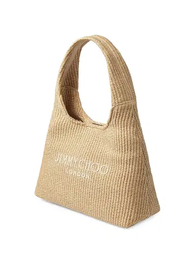 Jimmy Choo Women's Riviera Capsule Diamond Logo Raffia Hobo Bag - Natural | Thumbnail 3 Jimmy Choo Women's Riviera Capsule Diamond Logo Raffia Hobo Bag - Natural | Thumbnail 3