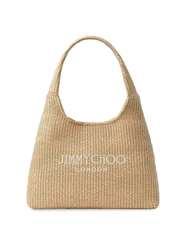 Jimmy Choo Women's Riviera Capsule Diamond Logo Raffia Hobo Bag - Natural | Thumbnail 1 Jimmy Choo Women's Riviera Capsule Diamond Logo Raffia Hobo Bag - Natural | Thumbnail 1
