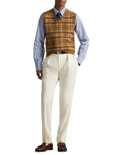 Polo Ralph Lauren Men's Plaid Cashmere Sweater Vest - Brown Combo | Thumbnail 2 Polo Ralph Lauren Men's Plaid Cashmere Sweater Vest - Brown Combo | Thumbnail 2