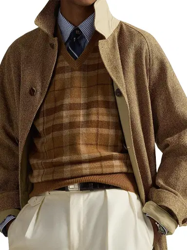 Polo Ralph Lauren Men's Plaid Cashmere Sweater Vest - Brown Combo | Thumbnail 5 Polo Ralph Lauren Men's Plaid Cashmere Sweater Vest - Brown Combo | Thumbnail 5