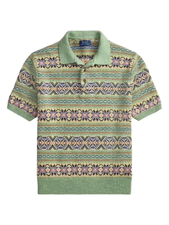 Polo Ralph Lauren Men's Intarsia-Knit Polo Sweater - Green Combo