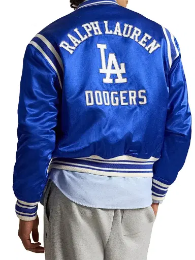 Polo Ralph Lauren Men's Dodgers Satin Woven Bomber Jacket - Rugby Royal | Thumbnail 4 Polo Ralph Lauren Men's Dodgers Satin Woven Bomber Jacket - Rugby Royal | Thumbnail 4