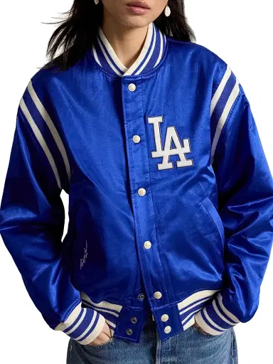 Polo Ralph Lauren Men's Dodgers Satin Woven Bomber Jacket - Rugby Royal | Thumbnail 5 Polo Ralph Lauren Men's Dodgers Satin Woven Bomber Jacket - Rugby Royal | Thumbnail 5