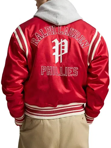 Polo Ralph Lauren Men's Phillies Satin Woven Bomber Jacket - Ralph Red - Size XXL | Thumbnail 2 Polo Ralph Lauren Men's Phillies Satin Woven Bomber Jacket - Ralph Red - Size XXL | Thumbnail 2
