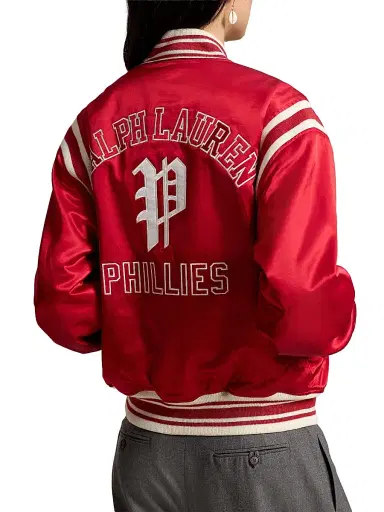Polo Ralph Lauren Men's Phillies Satin Woven Bomber Jacket - Ralph Red - Size XXL | Thumbnail 4 Polo Ralph Lauren Men's Phillies Satin Woven Bomber Jacket - Ralph Red - Size XXL | Thumbnail 4