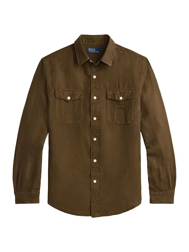 Polo Ralph Lauren Men's Linen-Silk Canvas Utility Shirt - Chestnut