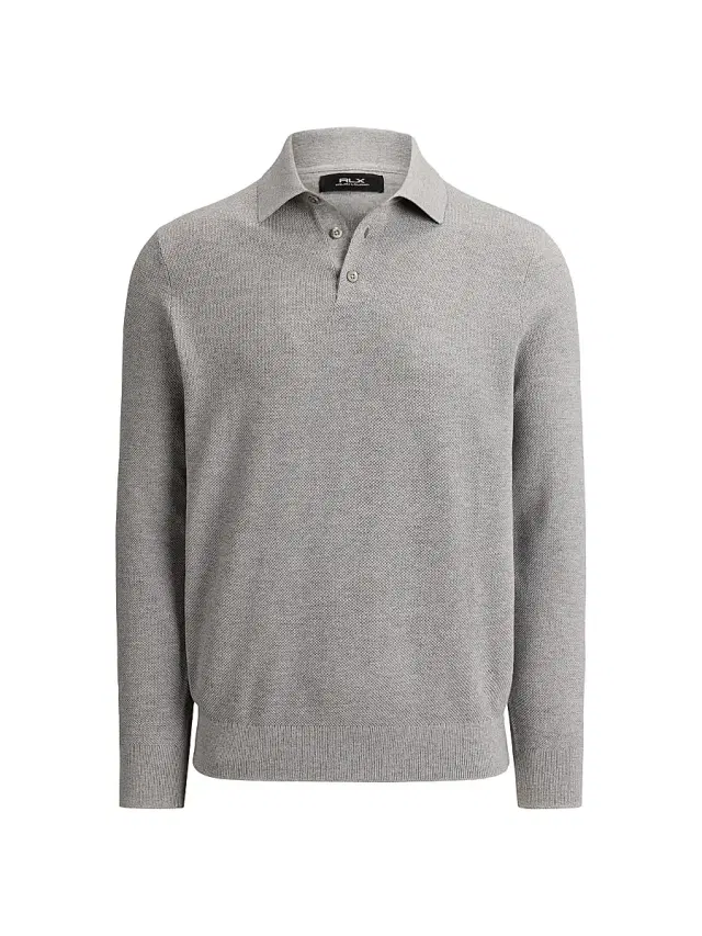 Men's Birdseye-Knit Collared Sweater - Andover Heather