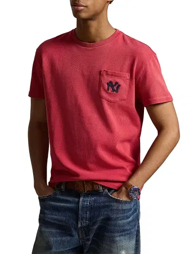 Polo Ralph Lauren Men's Yankees Crewneck T-Shirt - Sunrise Red | Thumbnail 3 Polo Ralph Lauren Men's Yankees Crewneck T-Shirt - Sunrise Red | Thumbnail 3