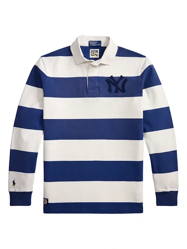 Polo Ralph Lauren Men's Yankees Striped Polo Shirt - Annapolis Blue Deckwash White