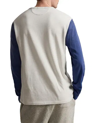 Polo Ralph Lauren Men's Yankees Long-Sleeve Henley T-Shirt - Soho Heather Annapolis Blue | Thumbnail 4 Polo Ralph Lauren Men's Yankees Long-Sleeve Henley T-Shirt - Soho Heather Annapolis Blue | Thumbnail 4
