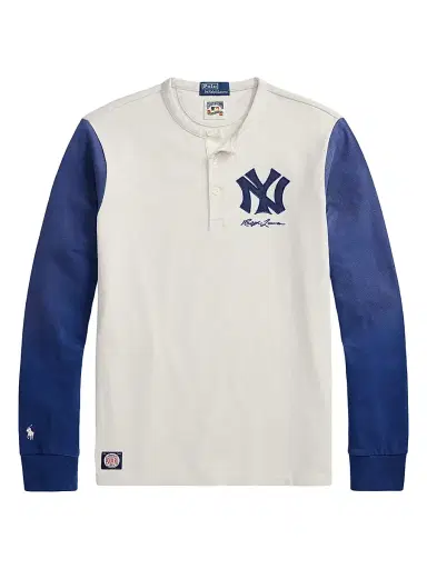 Polo Ralph Lauren Men's Yankees Long-Sleeve Henley T-Shirt - Soho Heather Annapolis Blue | Thumbnail 1 Polo Ralph Lauren Men's Yankees Long-Sleeve Henley T-Shirt - Soho Heather Annapolis Blue | Thumbnail 1