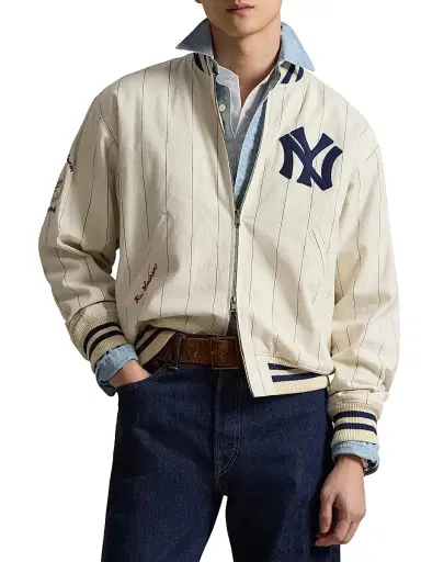 Polo Ralph Lauren Men's Yankees Striped Bomber Jacket - Guide Cream Multi - Size XXL | Thumbnail 3 Polo Ralph Lauren Men's Yankees Striped Bomber Jacket - Guide Cream Multi - Size XXL | Thumbnail 3